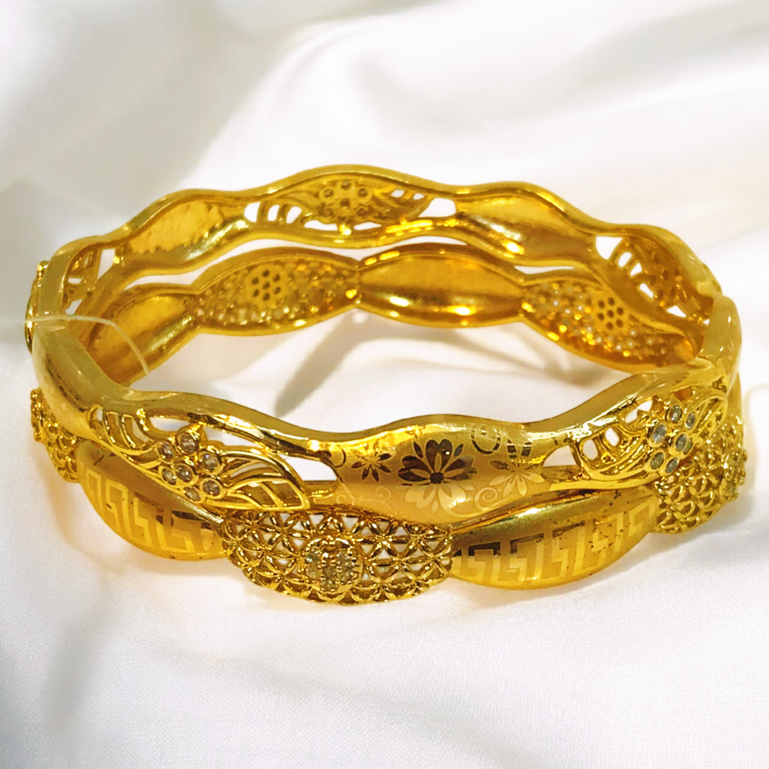 Gorgeous Design Gold Plated 2pc Bangles Set