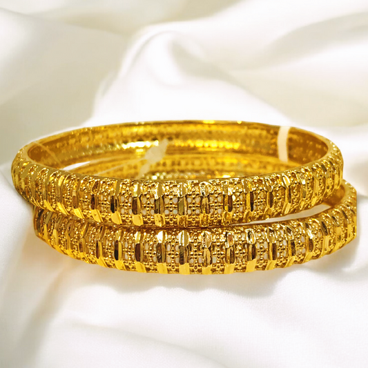 Beautiful Design Gold Plated 2pc Bangles Set