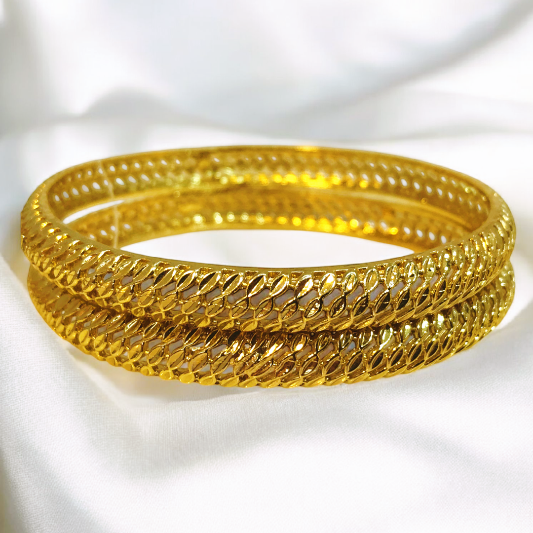 Unique Design Gold Plated 2pc Bangles