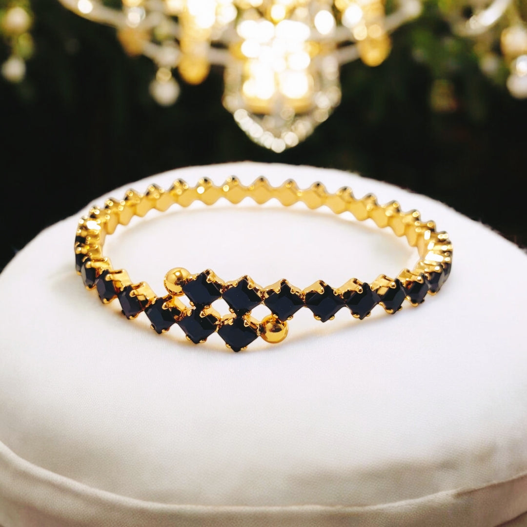 Beautiful Design Gold Coated Zircon Black Stone