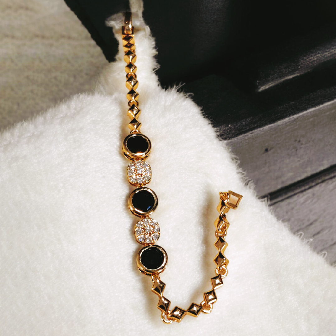 Black Zircon Stone Gold Plated  Bracelet