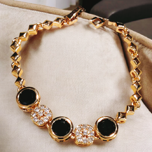 Black Zircon Stone Gold Plated  Bracelet