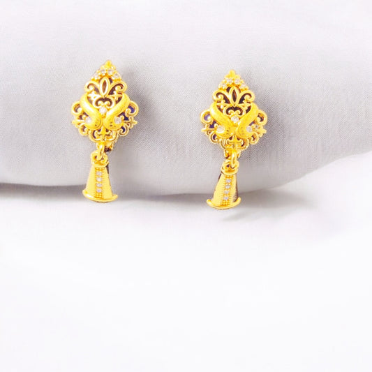 Crown Design Gold Plated Zircon Stone Earrings