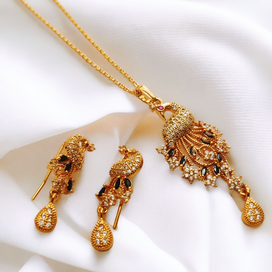 Gorgeous Design Gold Plated Black Stone
