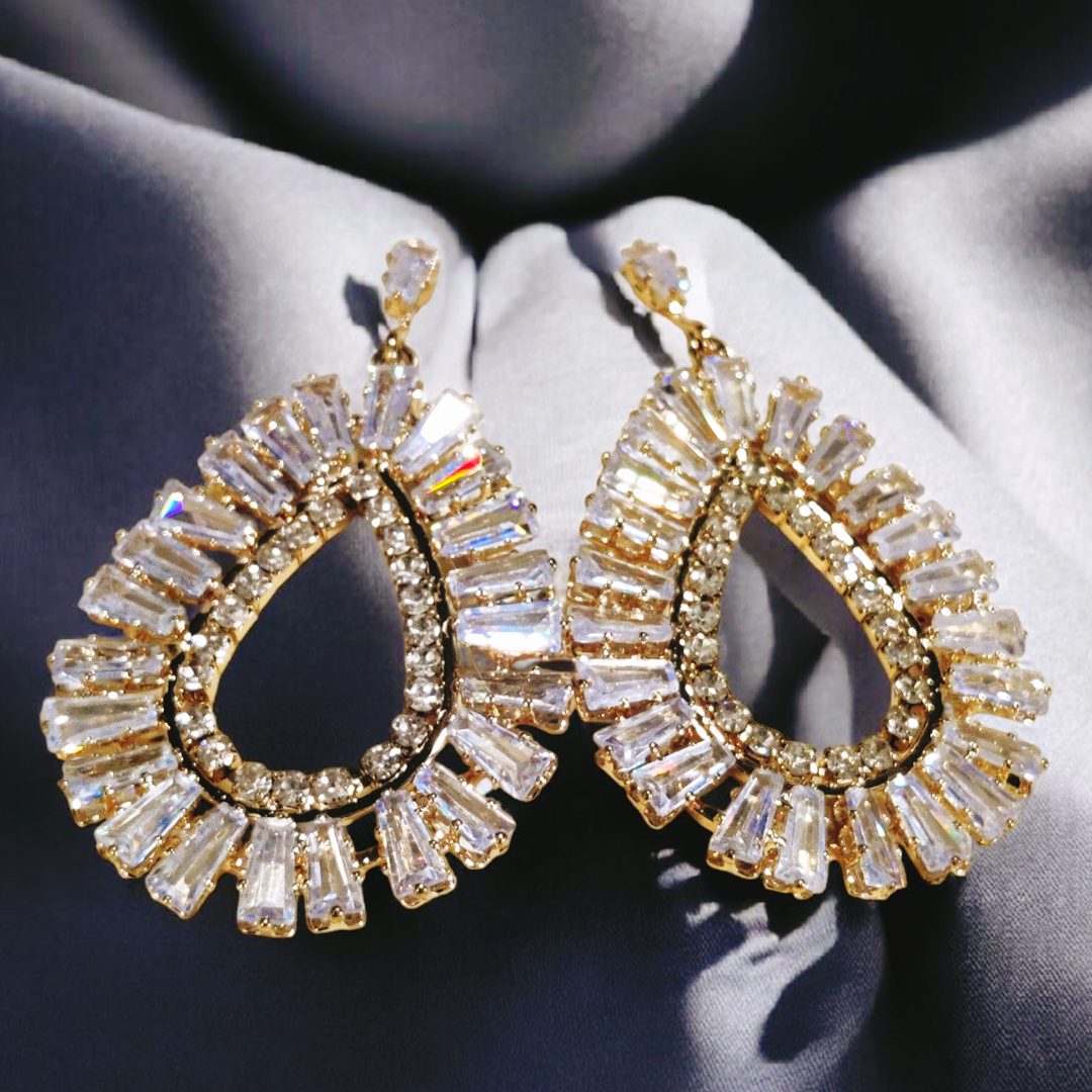 Gorgeous Design Gold Plated Zircon Stone Earrings