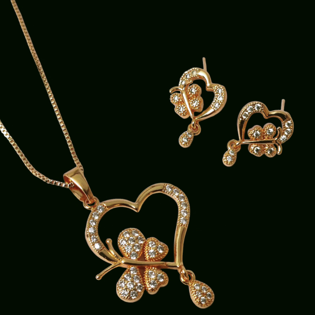 Heart Shape Design Gold Plated Locket Set