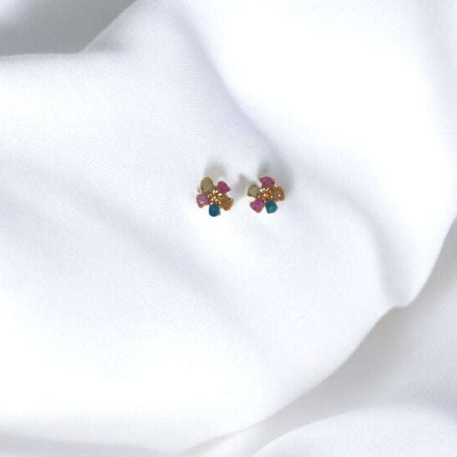 Stylish design Gold Plated Multi Color Earrings