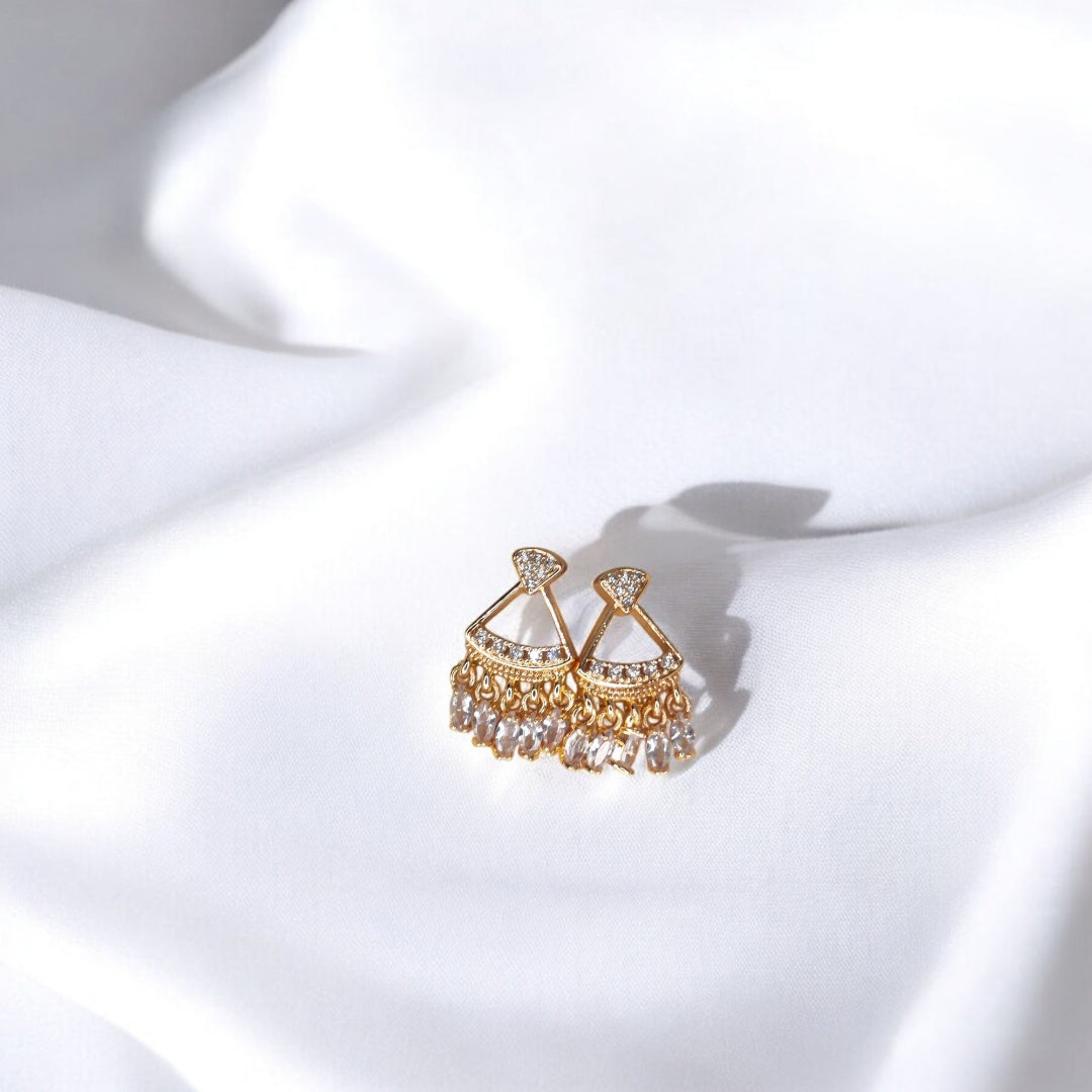 Beautiful Design Gold Coated Red Zircon Stone Earring