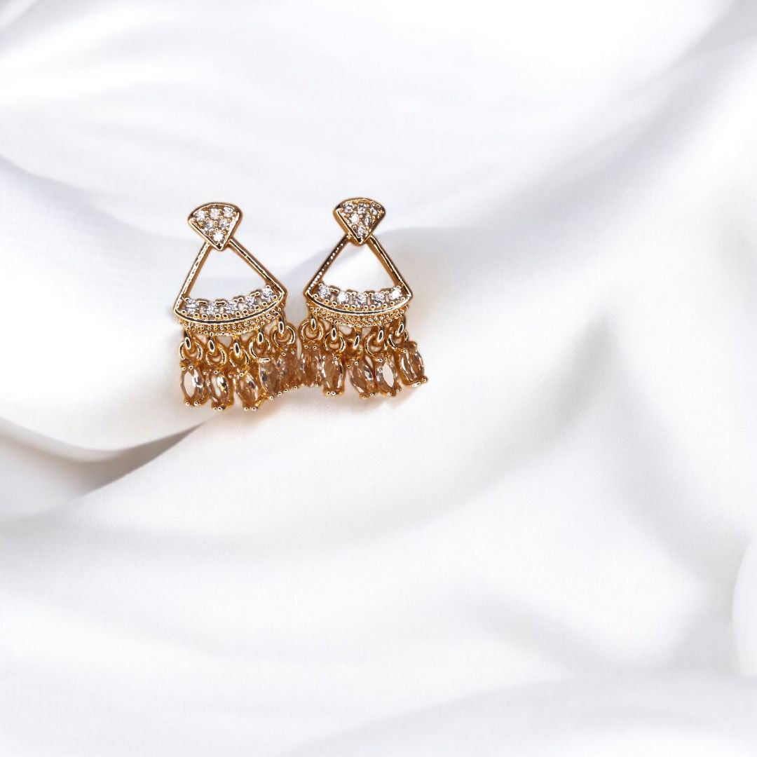Beautiful Design Gold Coated Red Zircon Stone Earring