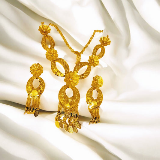 Arabic Design Gold Coated Locket Set