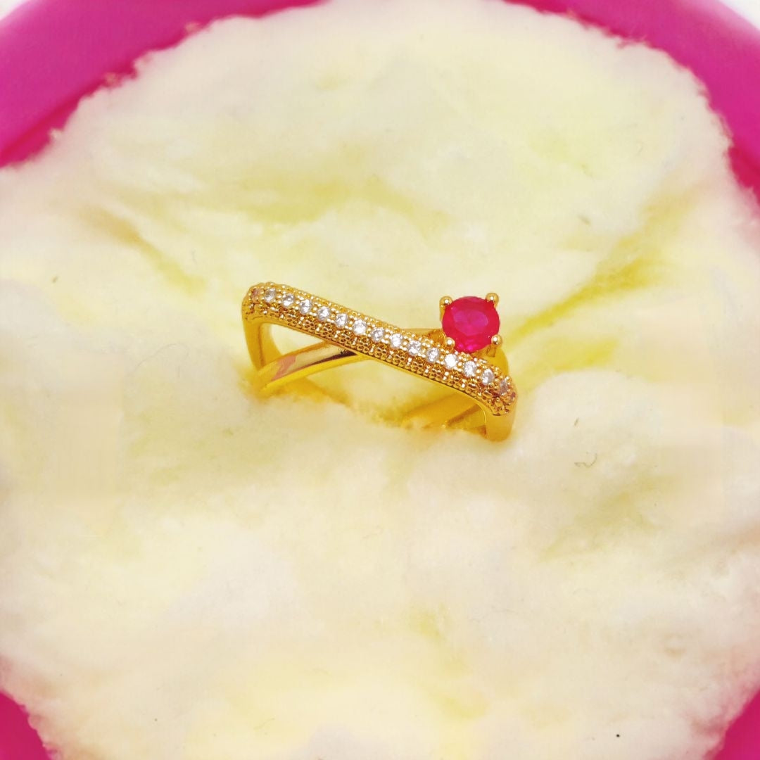 Elegant Design Gold Plated Zircon Stone Ring