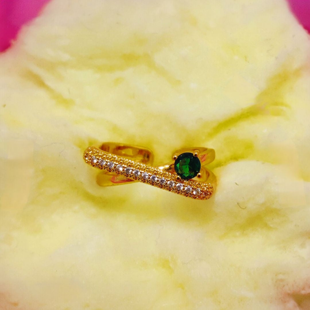 Elegant Design Gold Plated Zircon Stone Ring