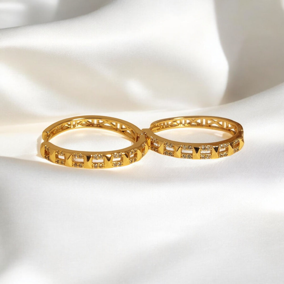Stylish Design Gold Plated Zircon Stone Earrings