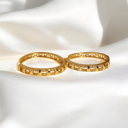 Stylish Design Gold Plated Zircon Stone Earrings