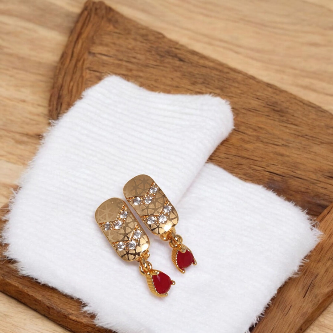 Beautiful Design Gold Plated Zircon Stone Earrings