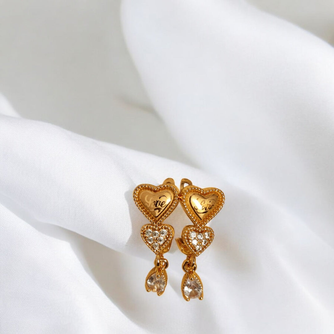 Stylish Design Gold Plated Zircon Stone Earrings