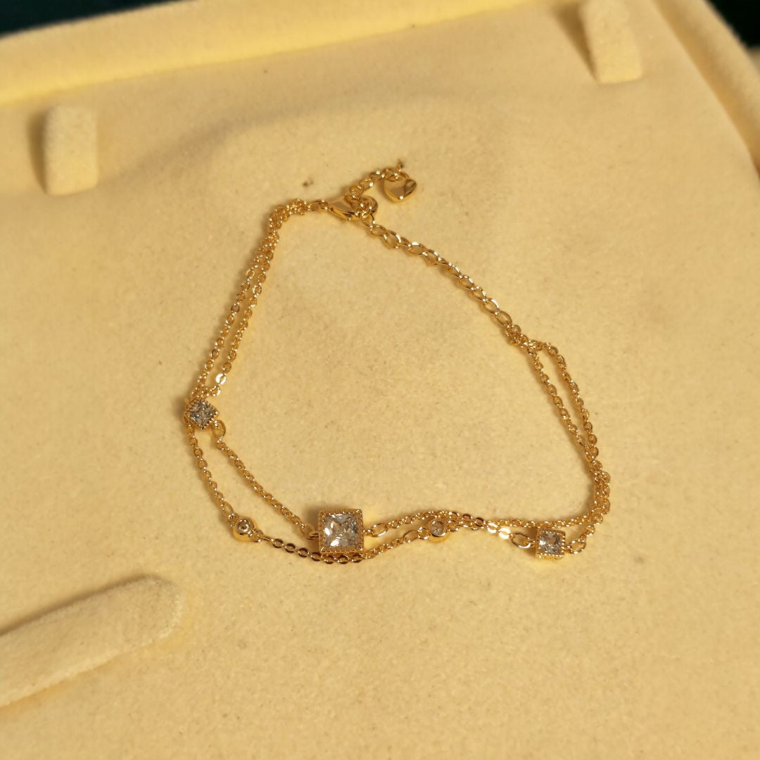 Stylish Design Gold Plated Zircon Stone Bracelet