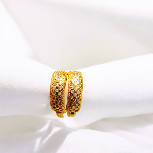 Round Design Gold Plated Zircon Stone Earring