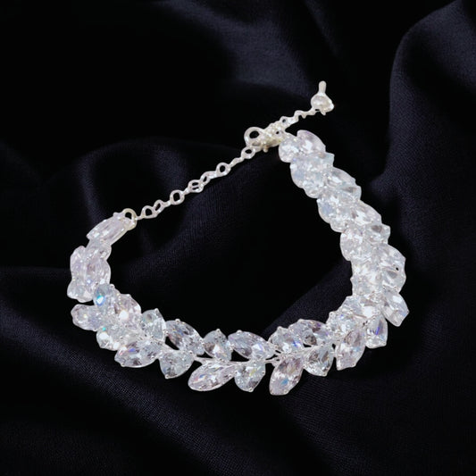 Stylish Design Silver Coated Zircon Stone Bracelet