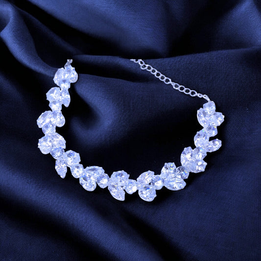 Stylish Design Silver Coated Zircon Stone Bracelet
