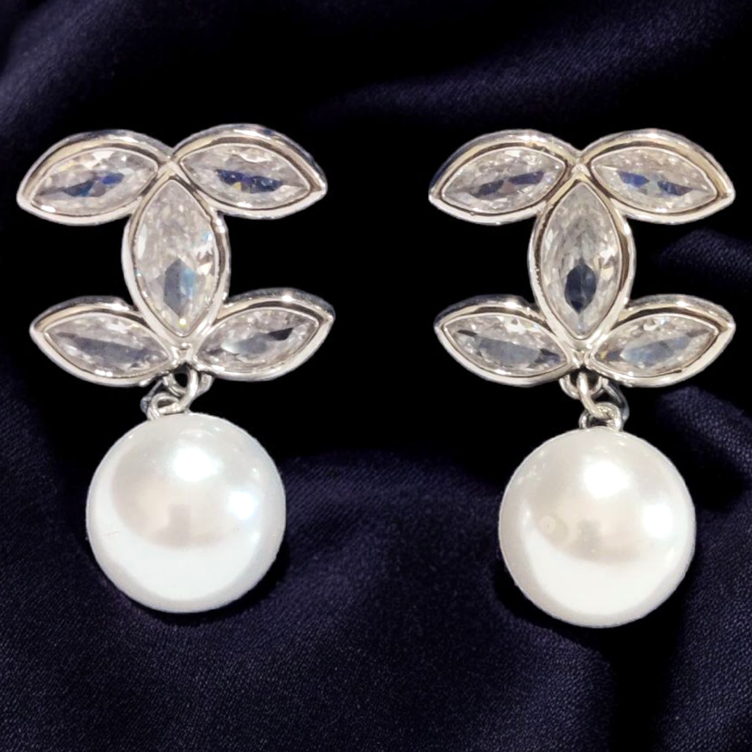 Unique Design Gold Plated Pearl Stone Earrings