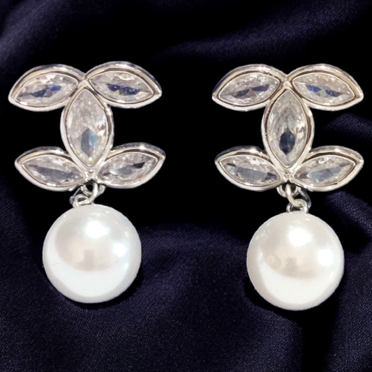 Unique Design Gold Plated Pearl Stone Earrings