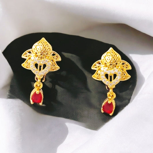 Unique Design Gold Plated Ruby Zircon Stone