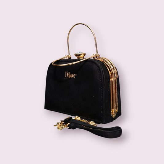 Elegant Handbag with Gold Handle