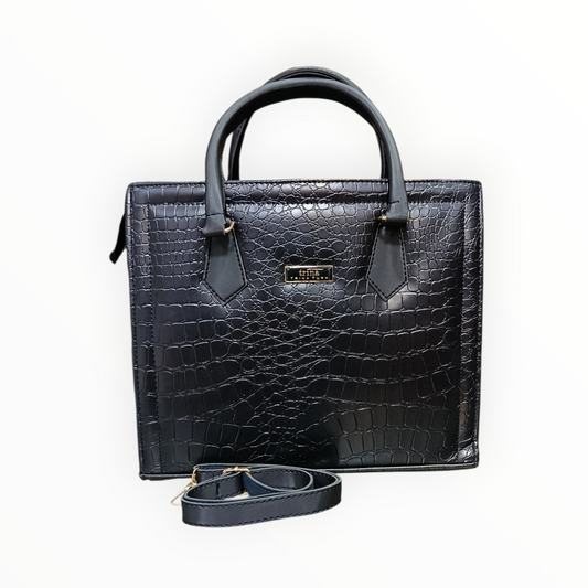 Crocodile Embossed Structured TOT Handbag