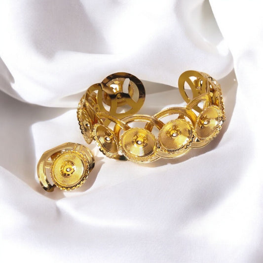 Arabic Design Gold Coated Bracelet & Ring