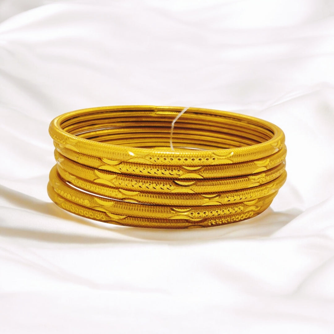 Stunning Design Gold Plated Bangles 6Pc Set