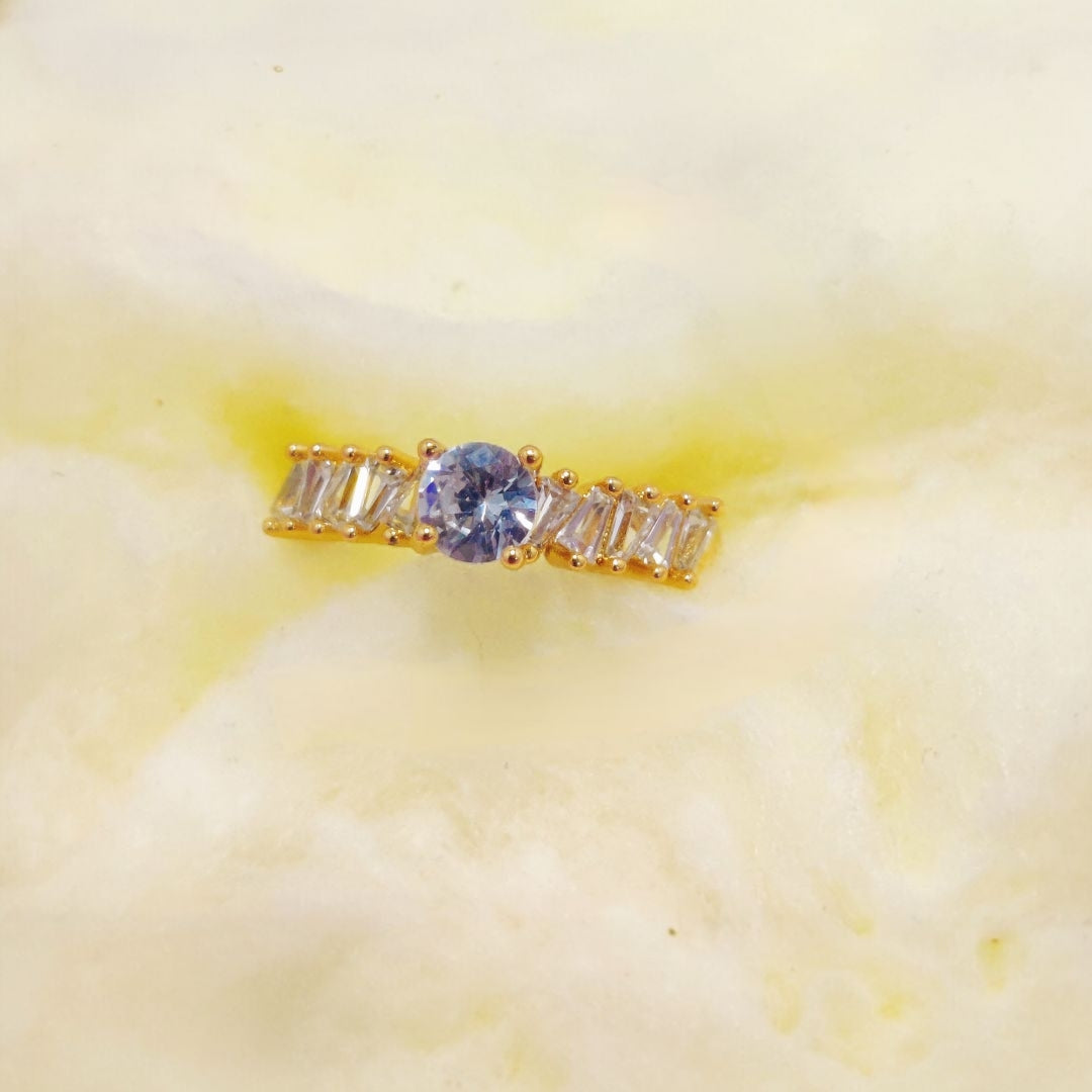 Elegant Design Gold Plated Zircon Stone Ring