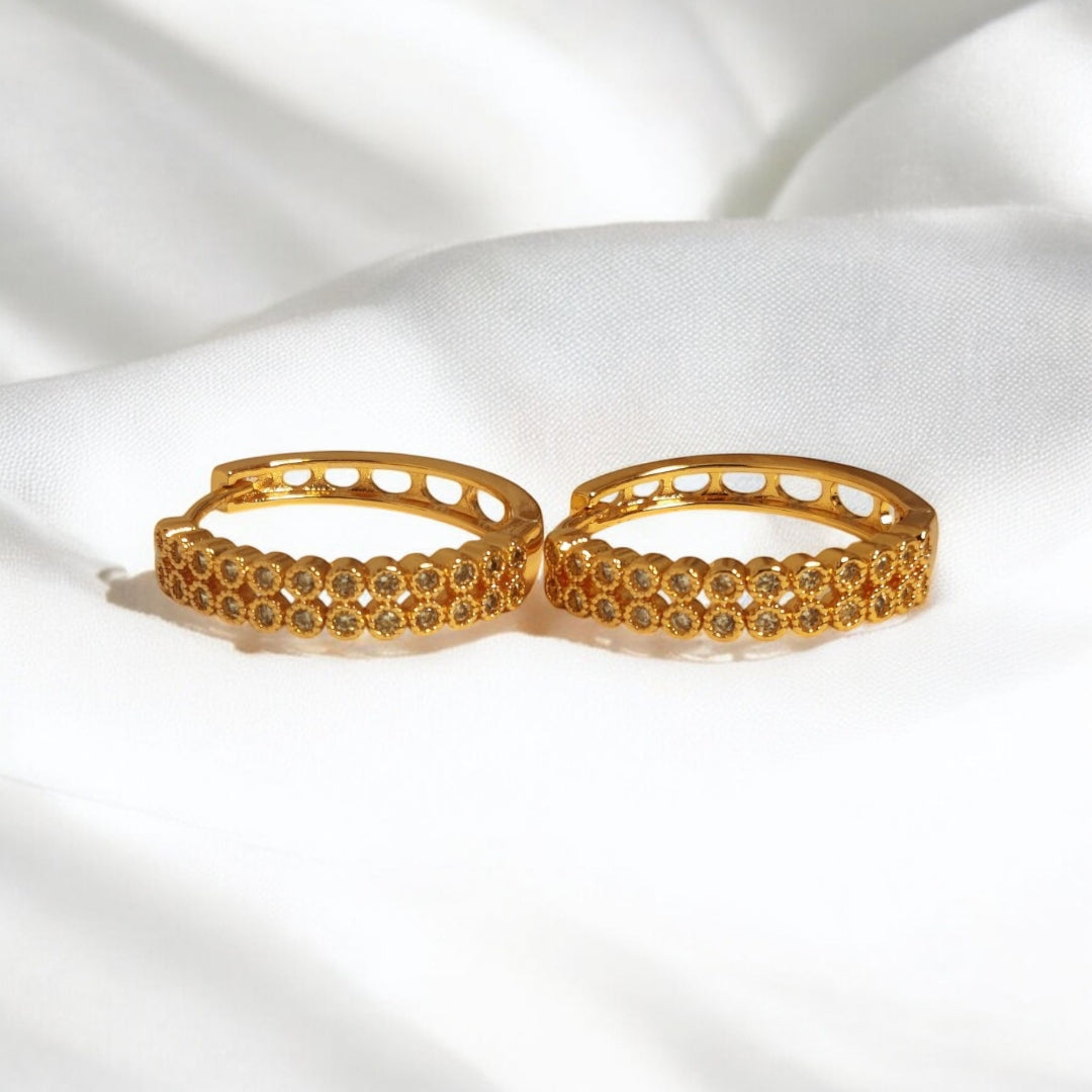 Elegant Design Gold Plated Zircon Stone Earrings