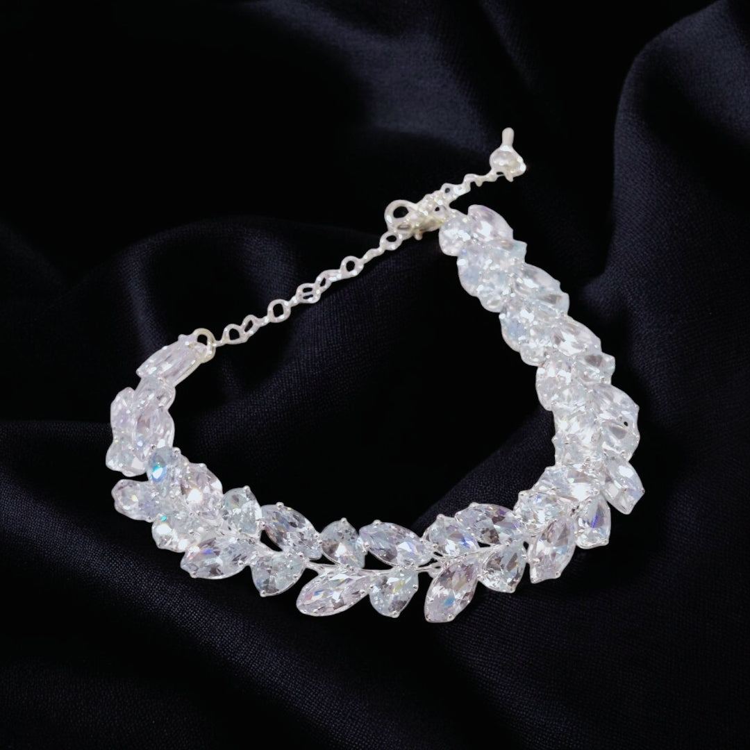 Stylish Design Silver Coated Zircon Stone Bracelet